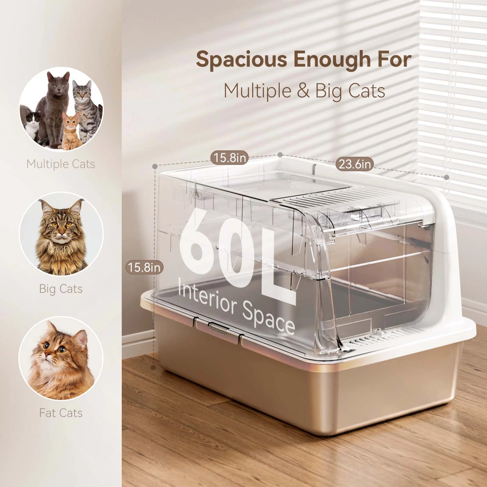 Stainless Steel Cat Litter Box Extra Large Courpal